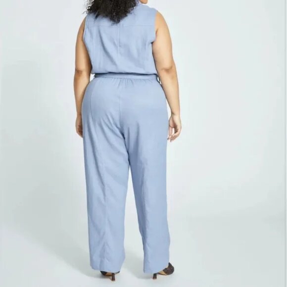 Universal Standard Boardwalk Linen Jumpsuit, "Pressed Pansy" blue, 2XS, NWT - Picture 2 of 6